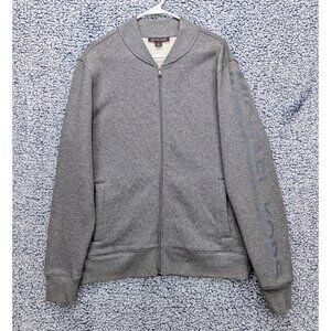 Michael Kors Full Zip Fleece Lined Sweatshirt Mens LG Spellout Logo Jacket Gray